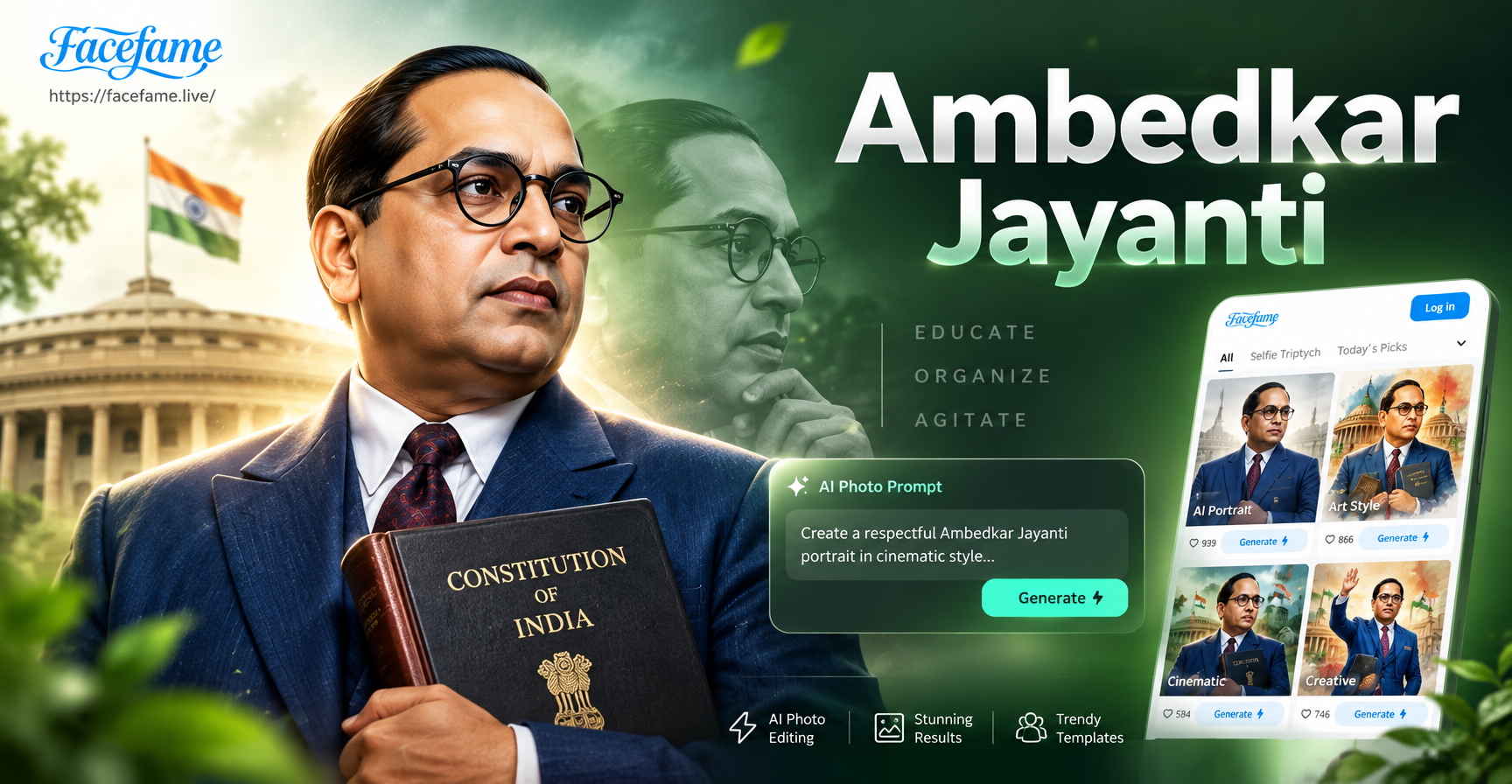 Ambedkar Jayanti AI photo editing prompt example