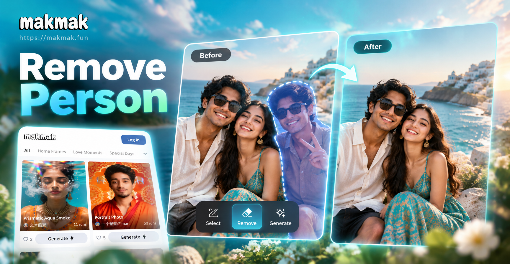 How to remove person in picture with AI photo editor makmak