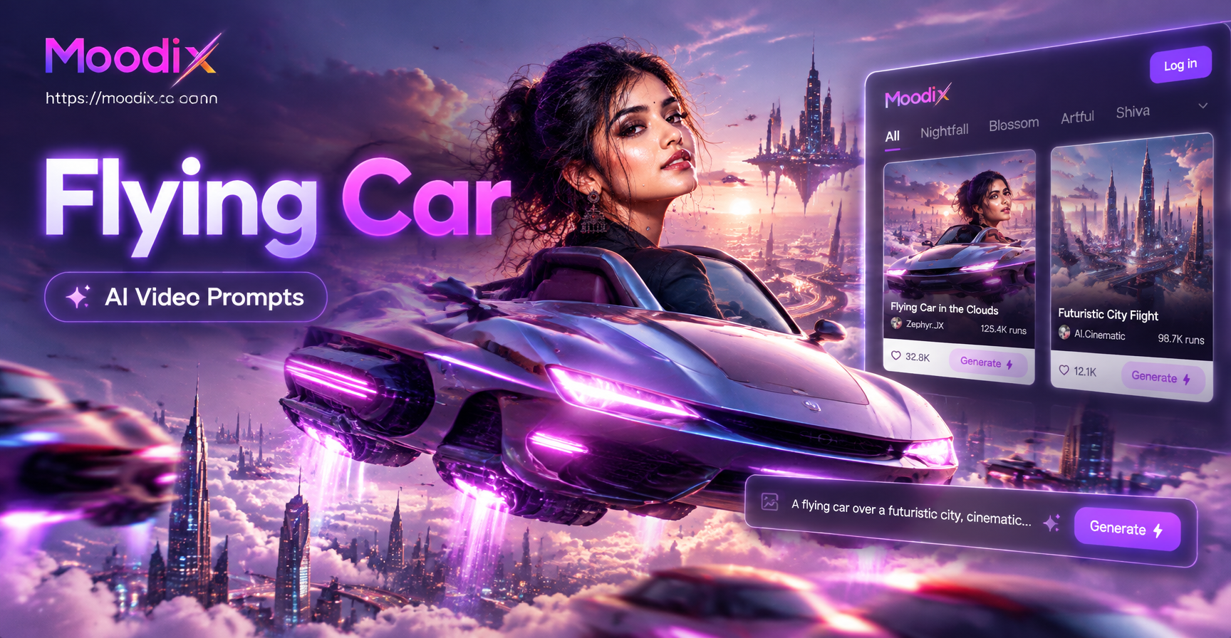 Prompt Video AI Mobil Terbang untuk Adegan Sci-Fi Epik
