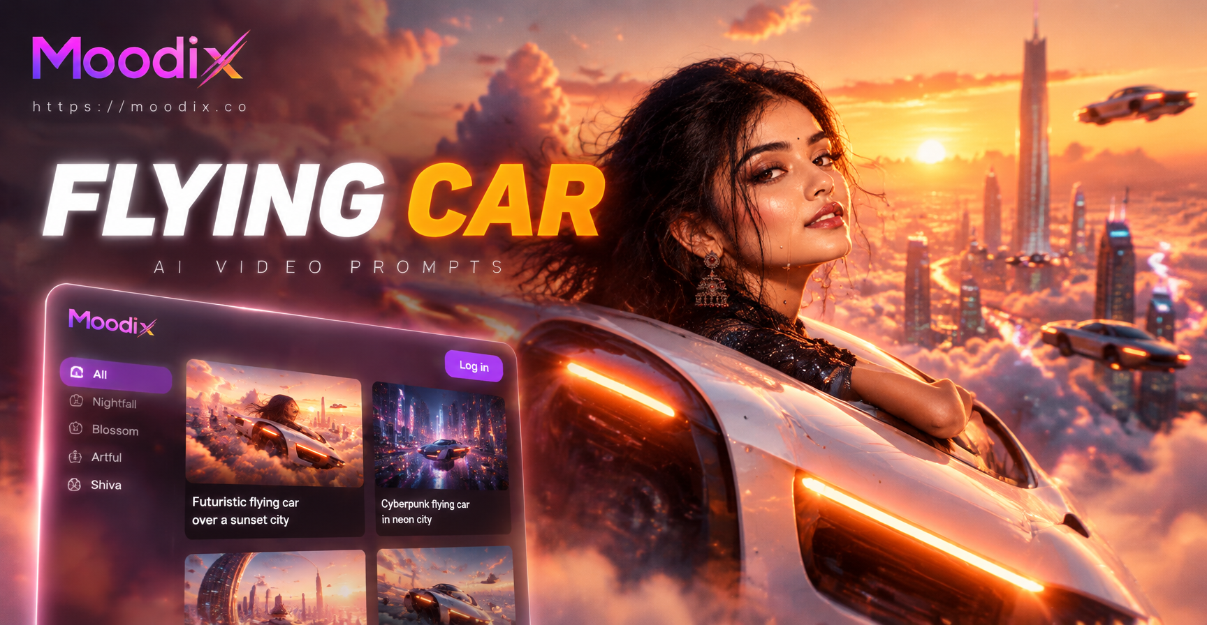 Contoh prompt video AI mobil terbang