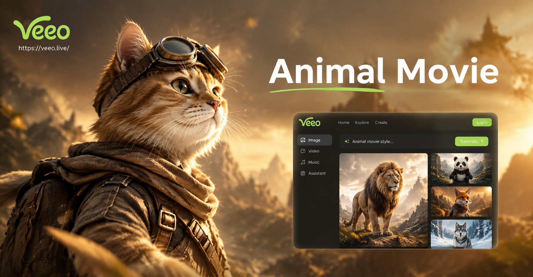 Animal movie AI photo editing prompt example